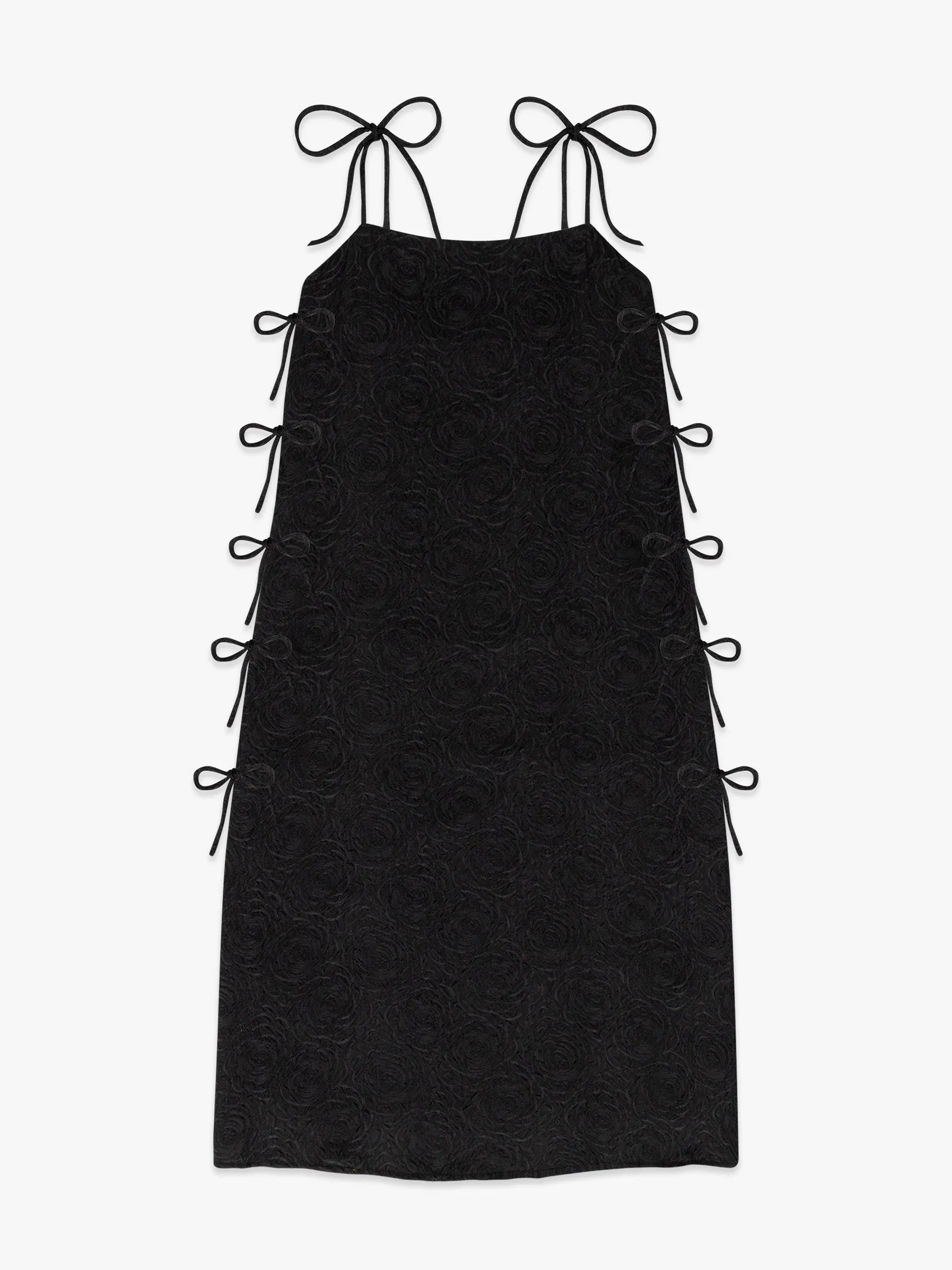 Mar Tie Midi Dress | Black Rosette