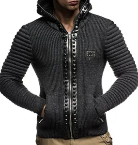 Men's Cardigan Knitted Hooded Zipper Sweater