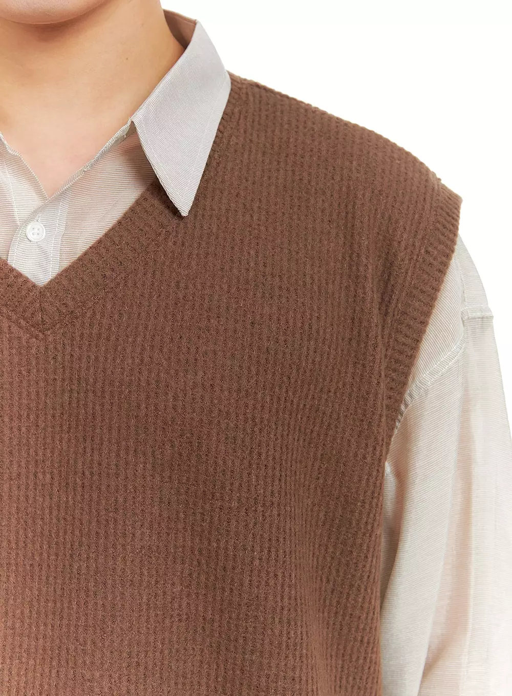 Men's Solid Knit Sweater Vest IA402