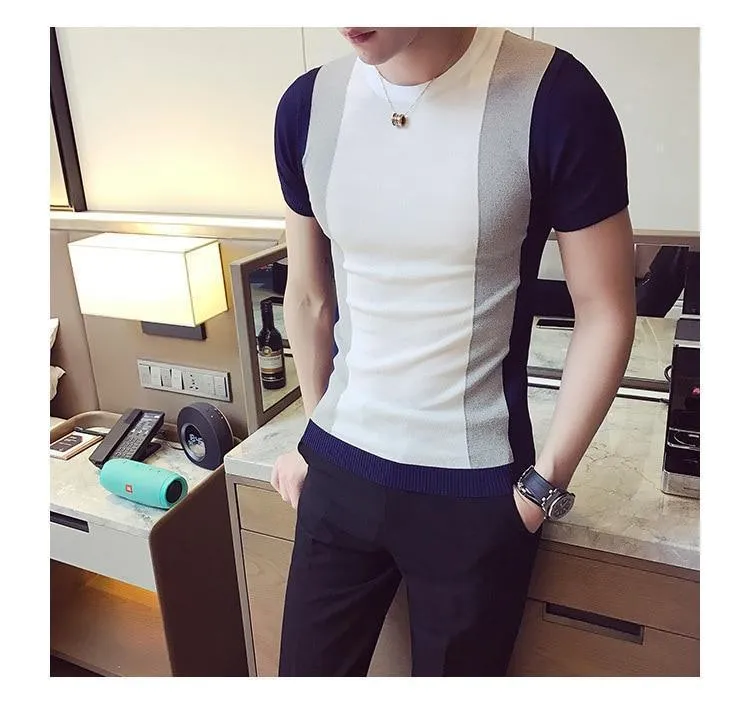 Men's Sweater Top Short Sleeves Sweater