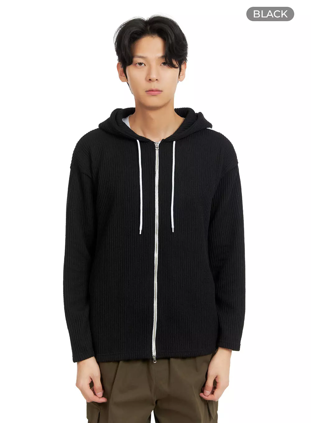 Men's Zip-Up Hooded Knit Sweater IA402