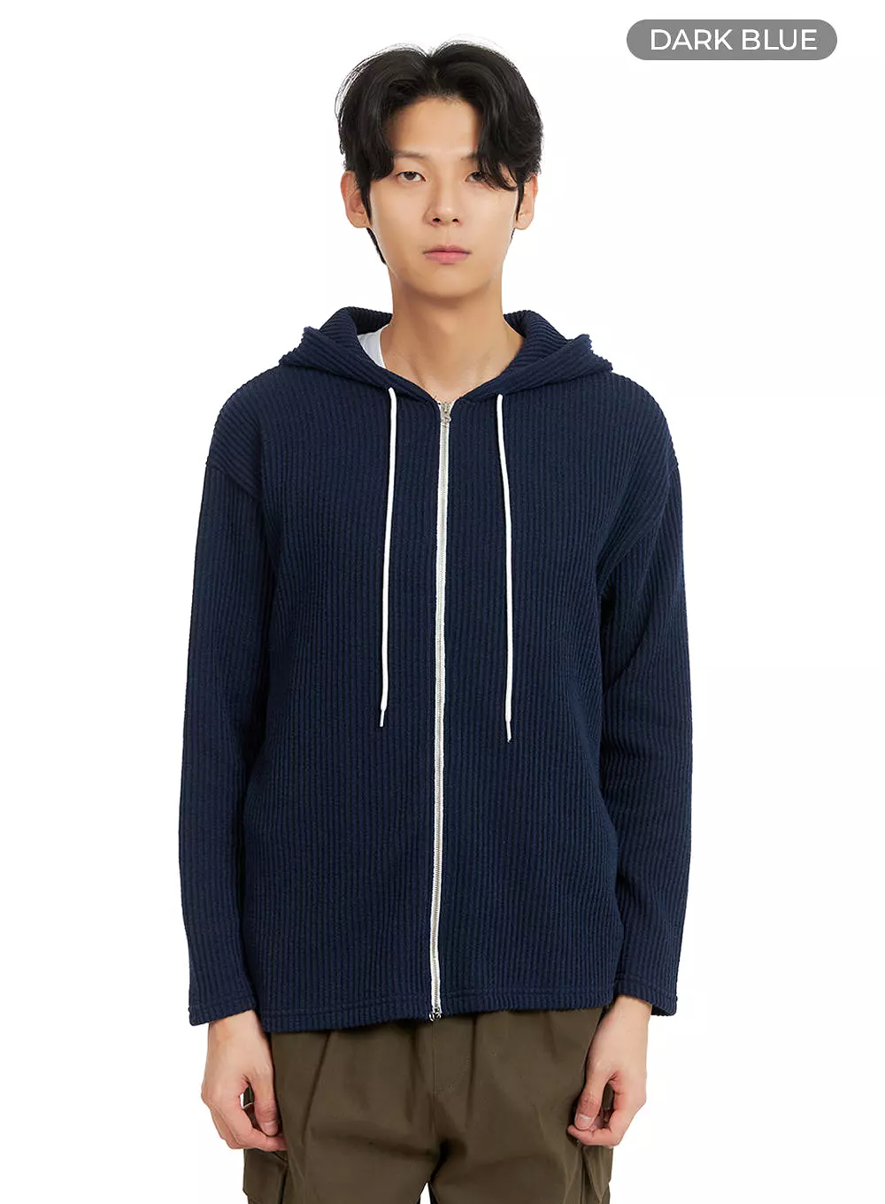 Men's Zip-Up Hooded Knit Sweater IA402