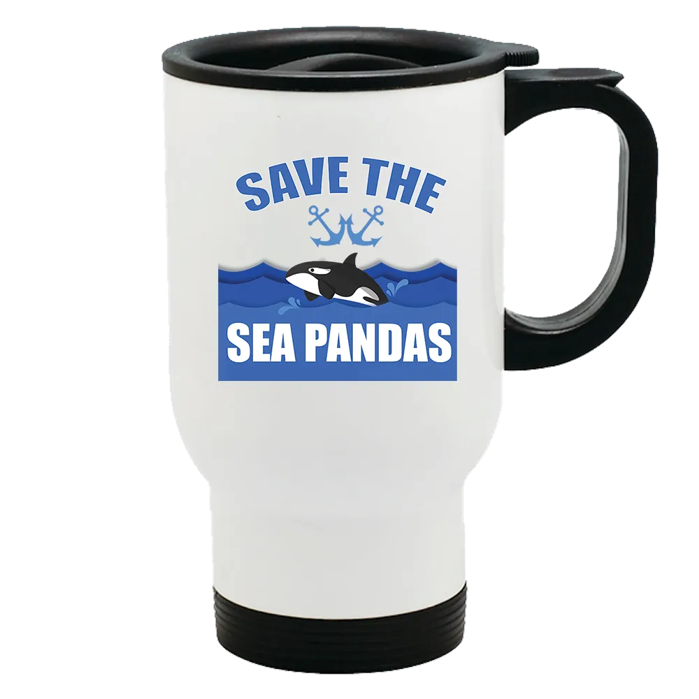 Metal Coffee and Tea Travel Mug Sea Pandas