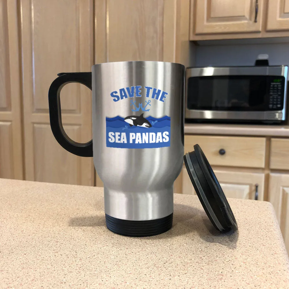 Metal Coffee and Tea Travel Mug Sea Pandas