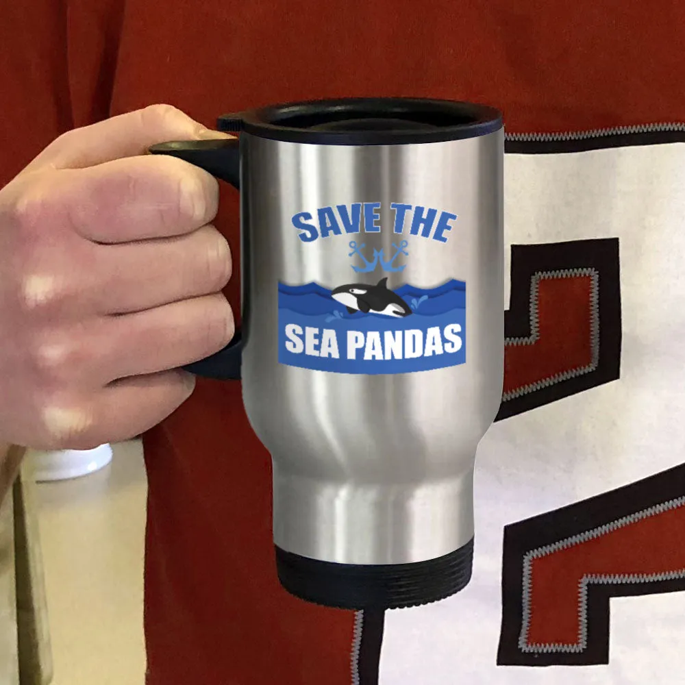 Metal Coffee and Tea Travel Mug Sea Pandas