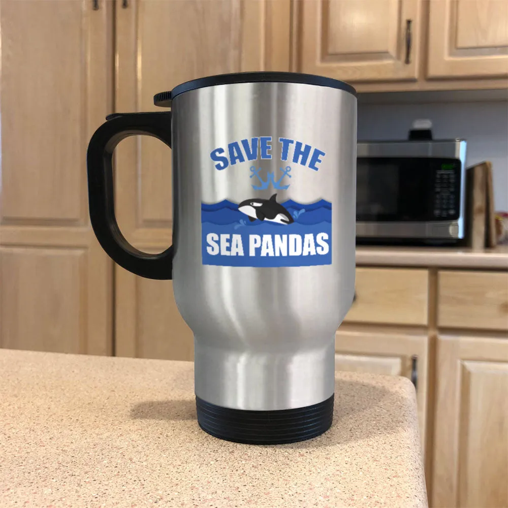 Metal Coffee and Tea Travel Mug Sea Pandas