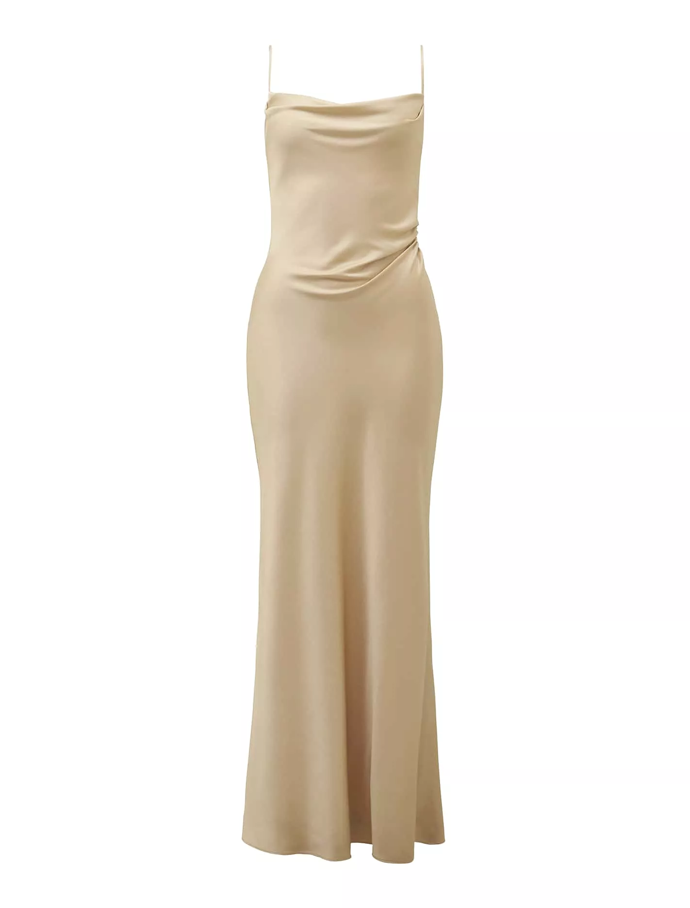 Mia Boat Neck Satin Maxi Dress