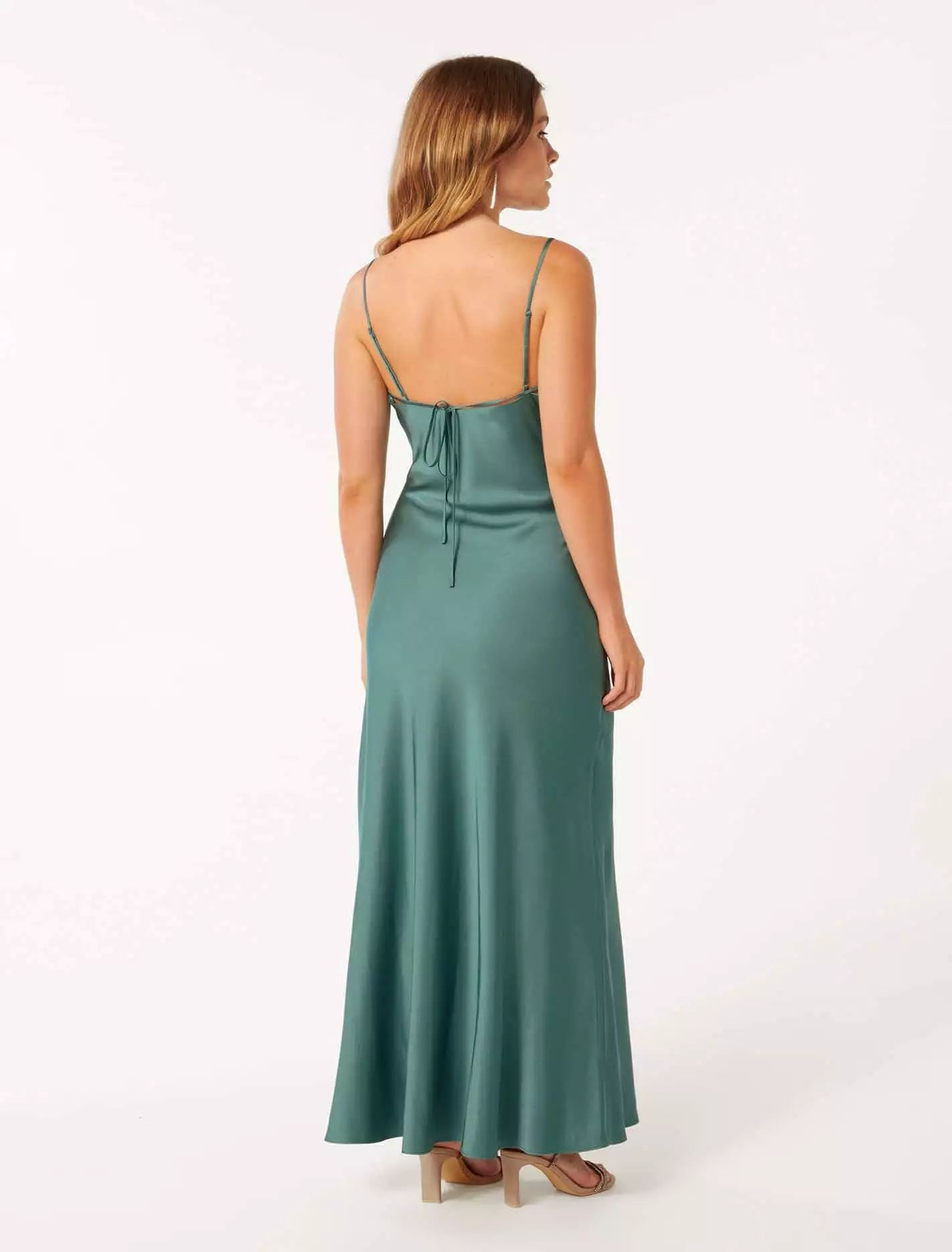 Mia Petite Boat Neck Satin Maxi Dress