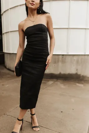 Micah Strapless Midi Dress in Black - FINAL SALE