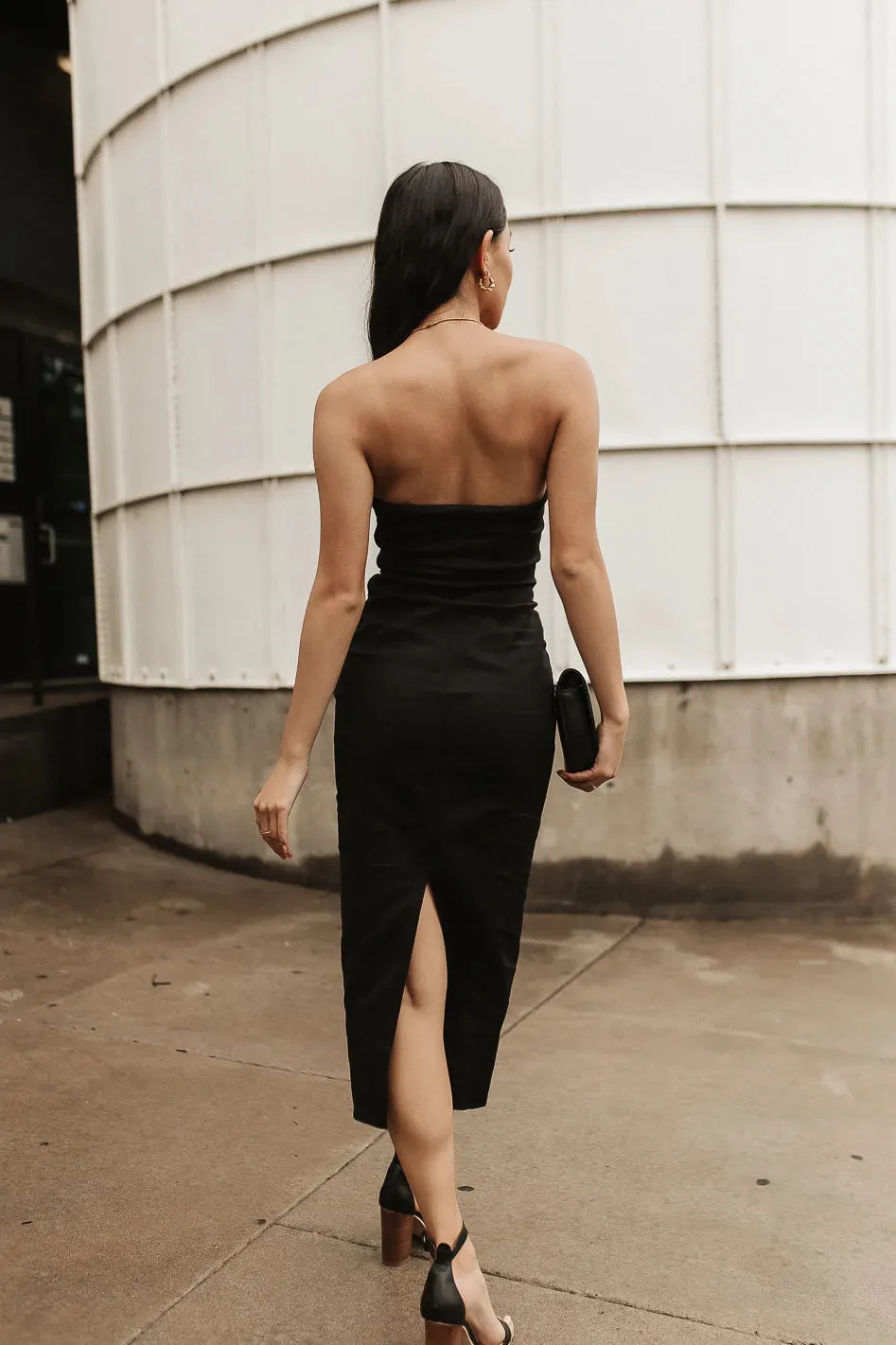 Micah Strapless Midi Dress in Black - FINAL SALE