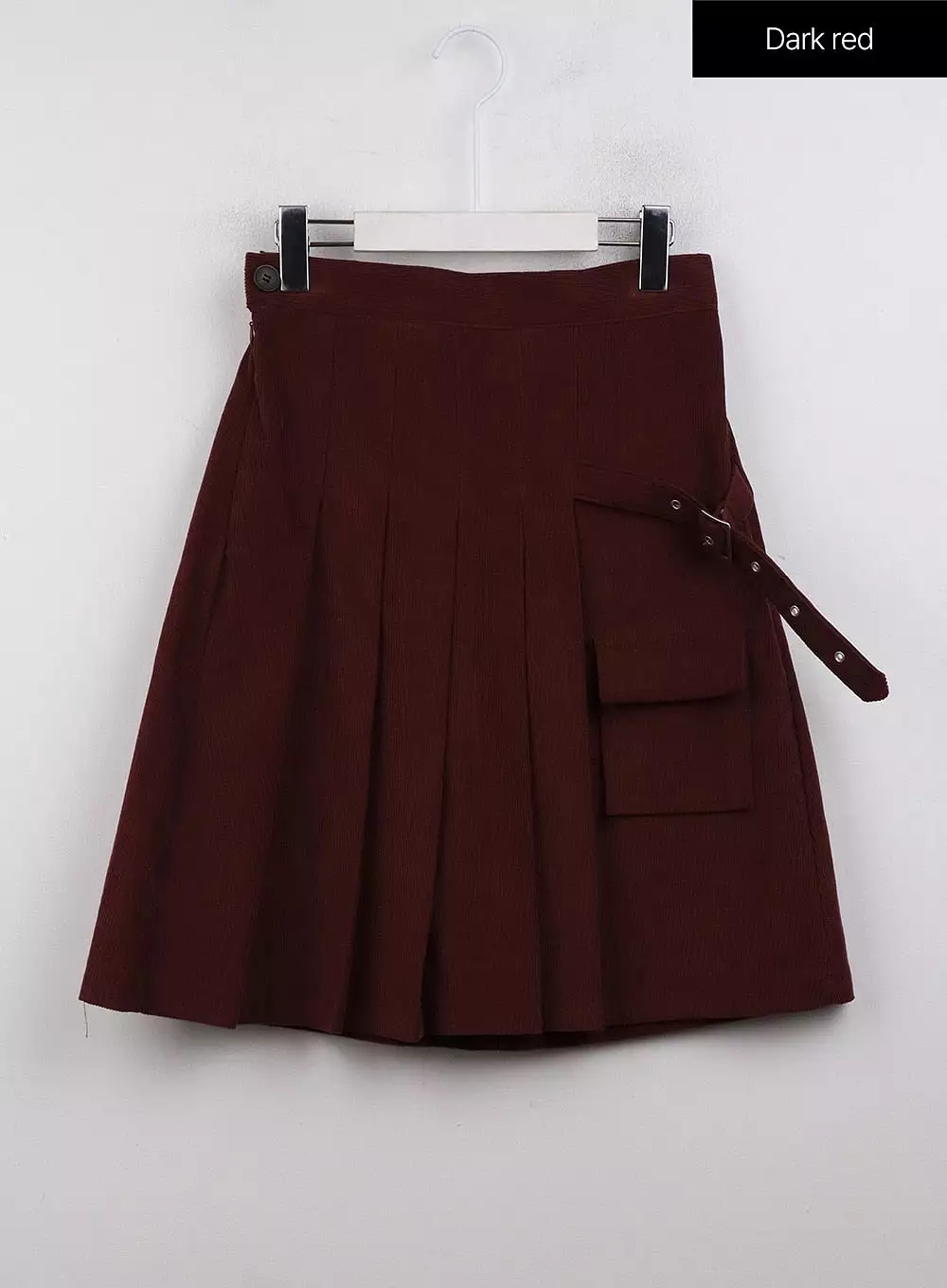 Mid Waist Solid Pleated Belted Midi Skirt CJ411