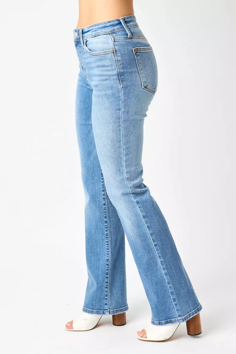 Mid Wash Full Size High Waist Straight Jeans