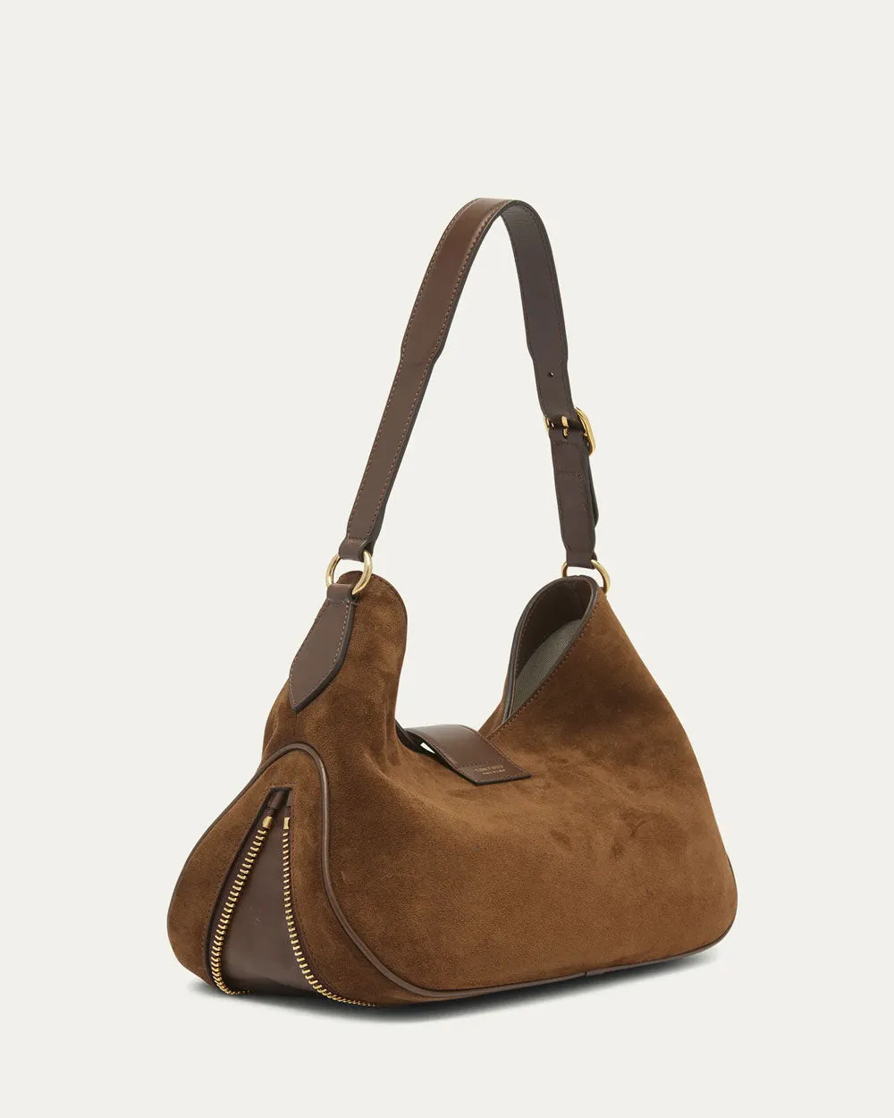 Monarch Medium Zip Suede Hobo Bag in Whiskey