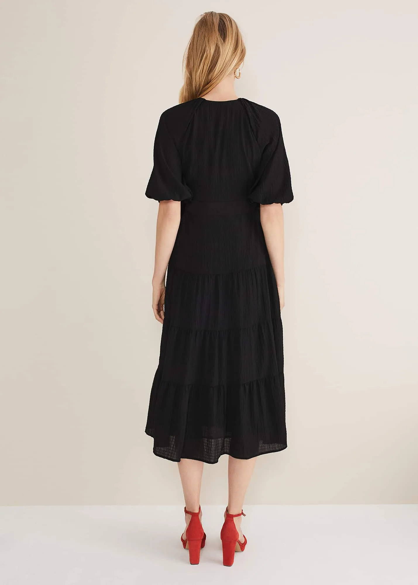 Morven Black Wrap Midi Dress