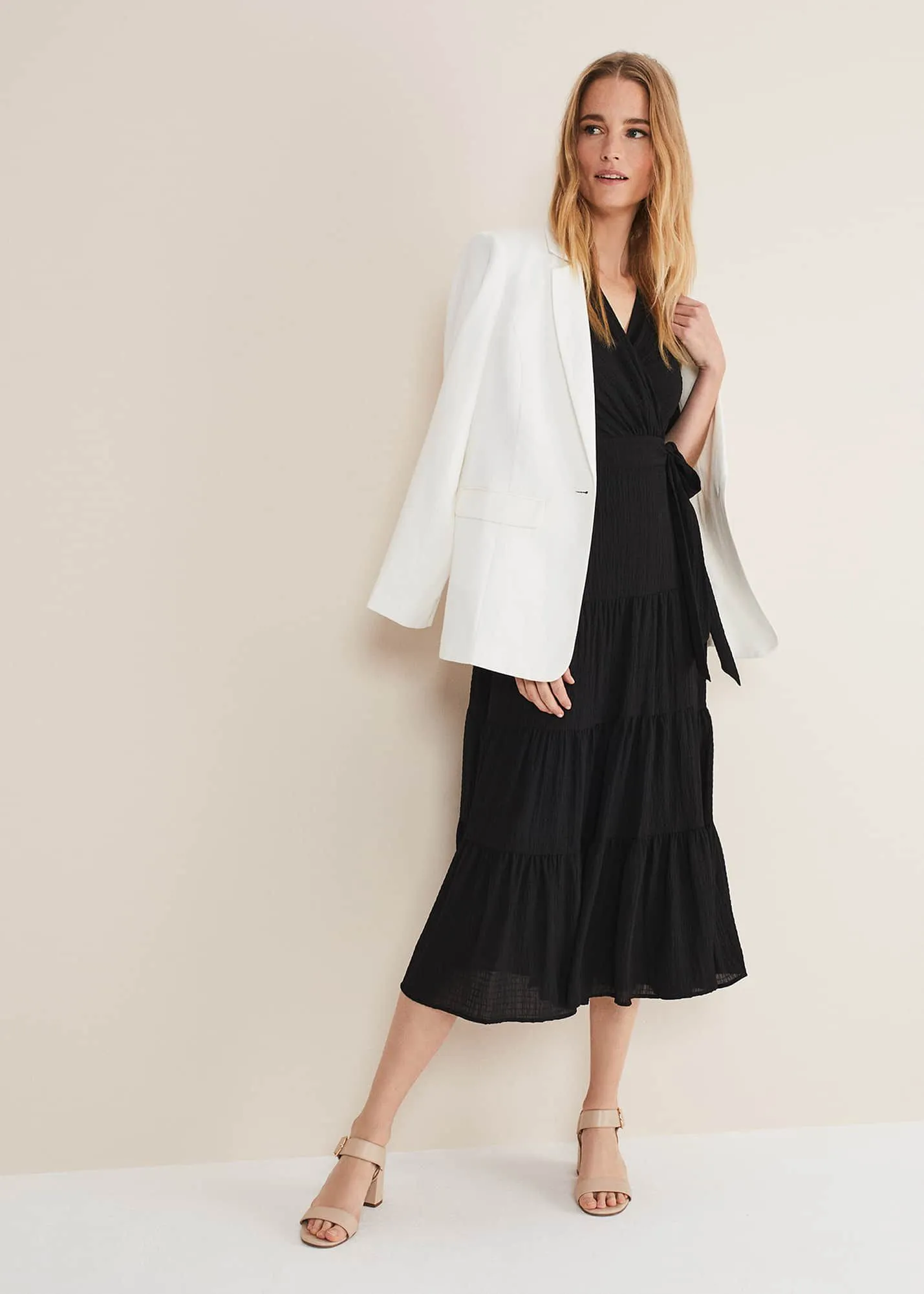 Morven Black Wrap Midi Dress