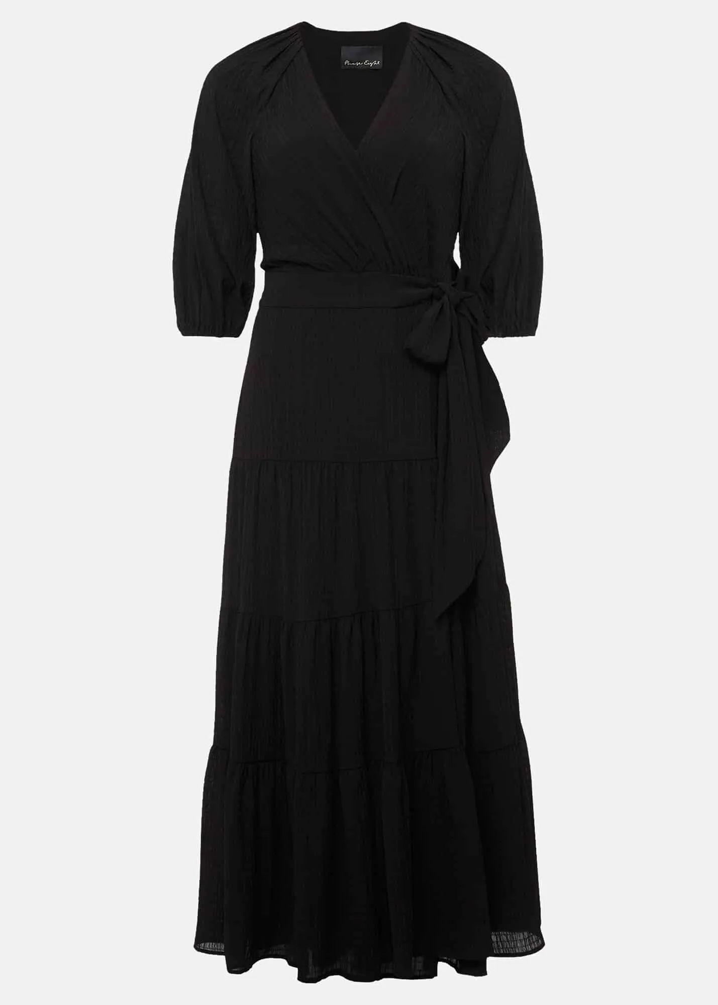 Morven Black Wrap Midi Dress