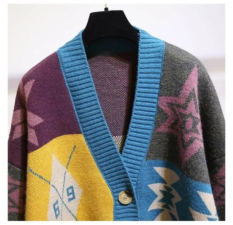 Multi-Color Oversized Cardigan Sweater For Women