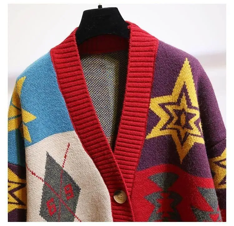 Multi-Color Oversized Cardigan Sweater For Women