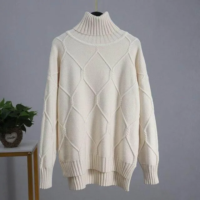 Mystical Argyle Turtleneck Pullover Sweater