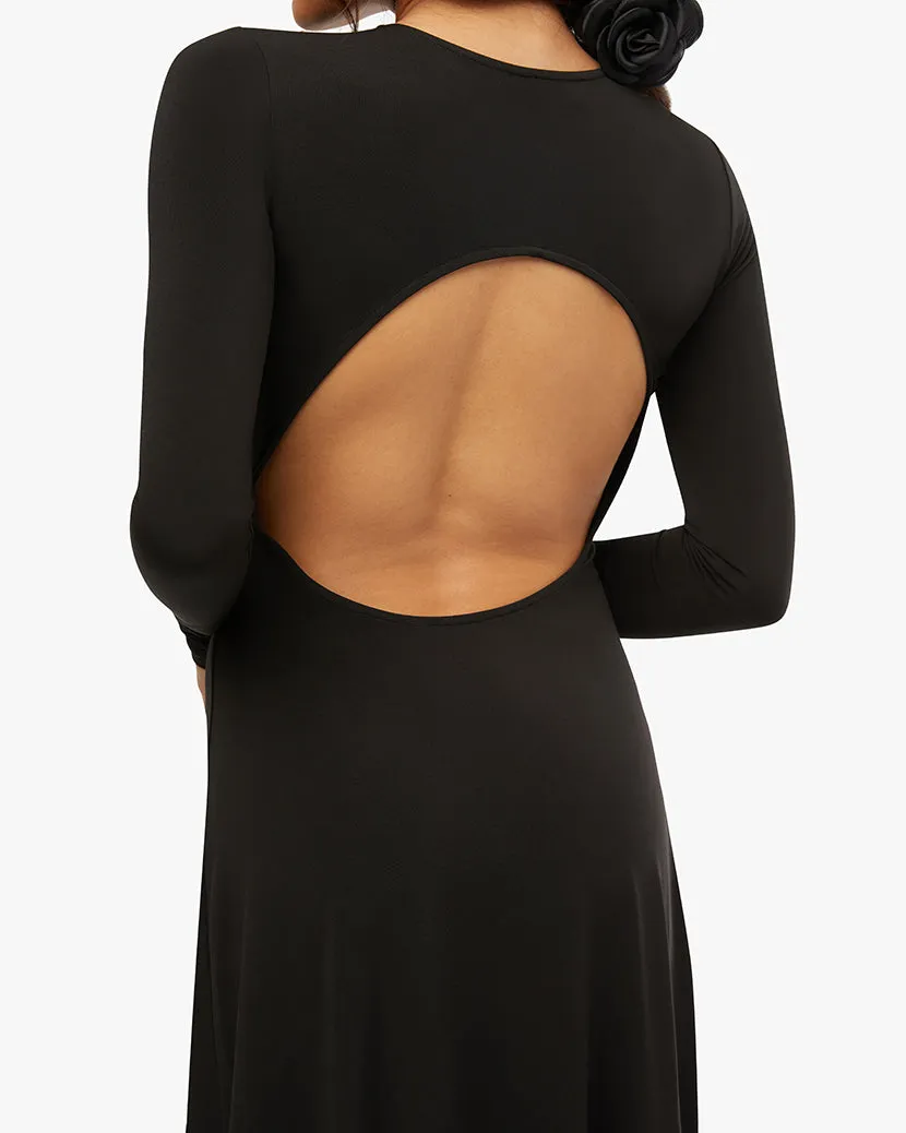 Open Back Midi Dress | Black