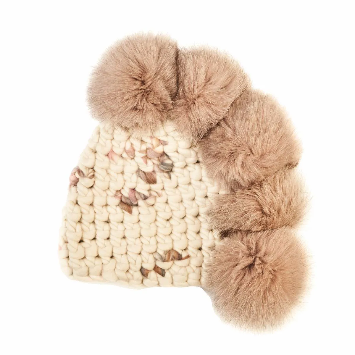 pastel twombly pohawk blush xl poms Beanies - Cream