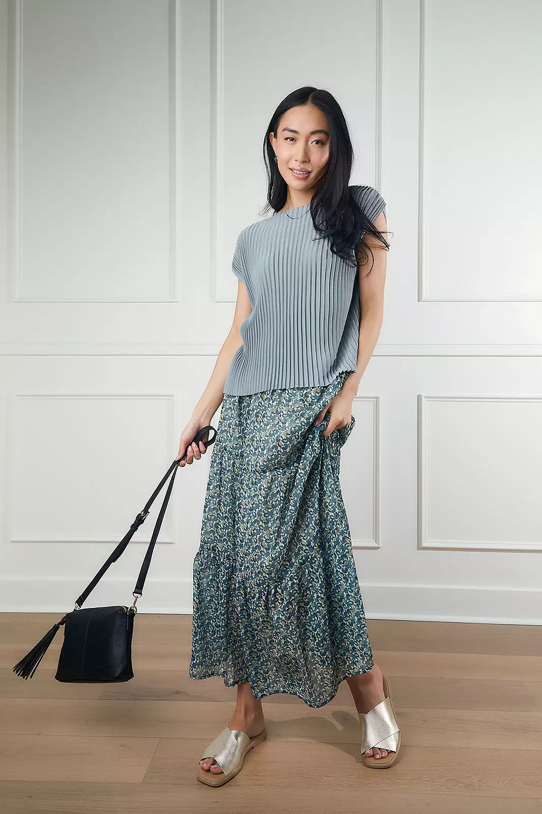 Peacock Tiered Chiffon Skirt