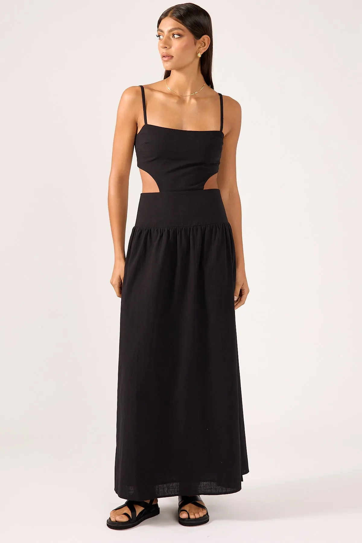 Perfect Stranger Tawny Floret Midi Dress Black