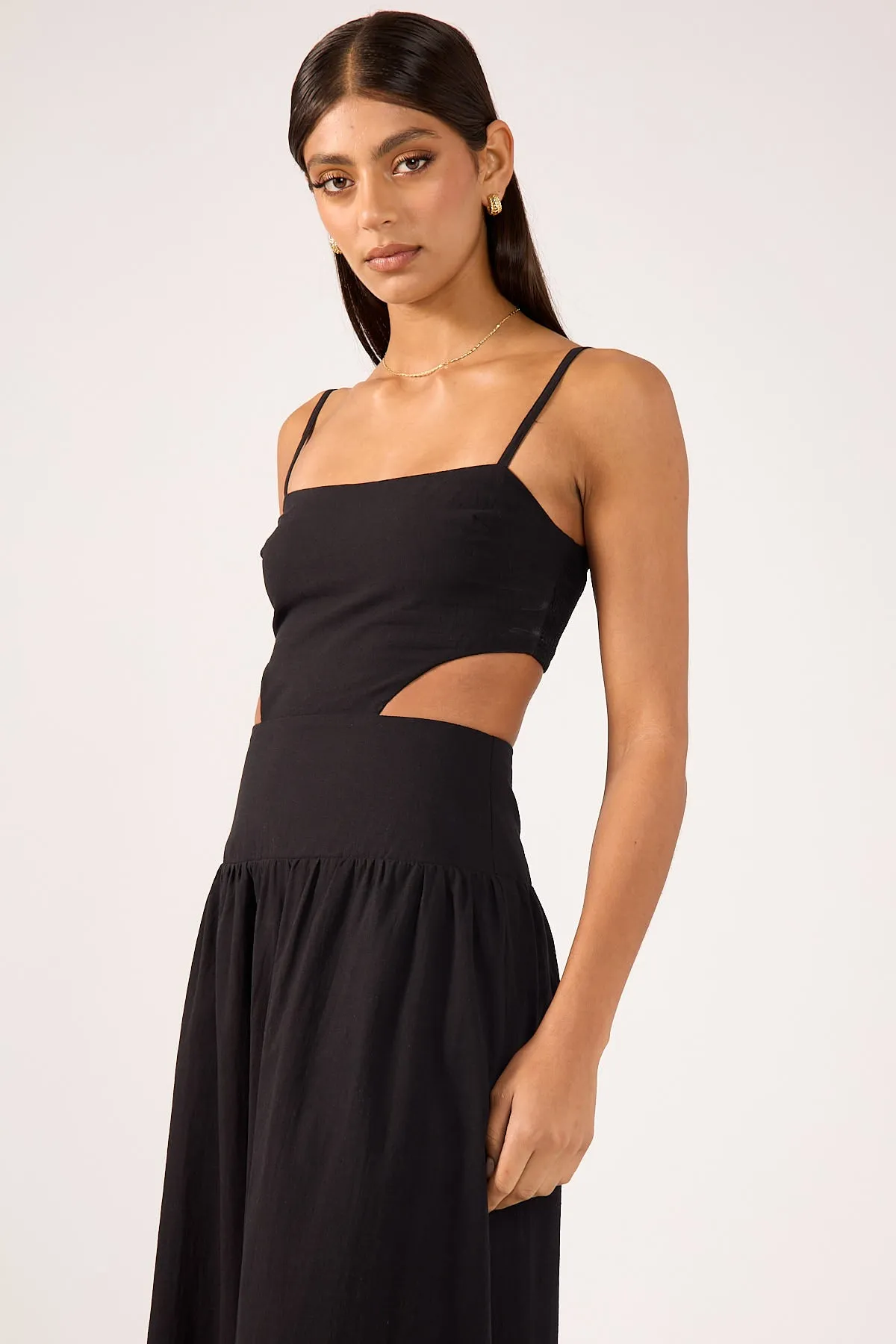 Perfect Stranger Tawny Floret Midi Dress Black