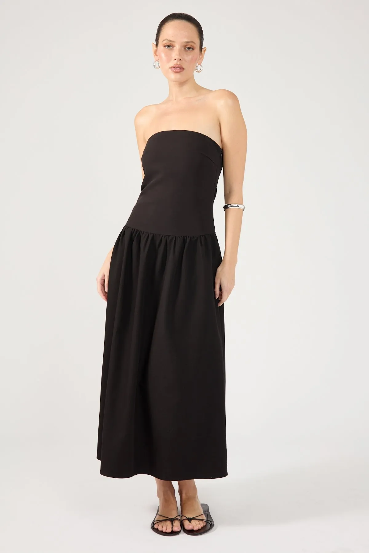 Perfect Stranger Winslet Strapless Midi Dress Black