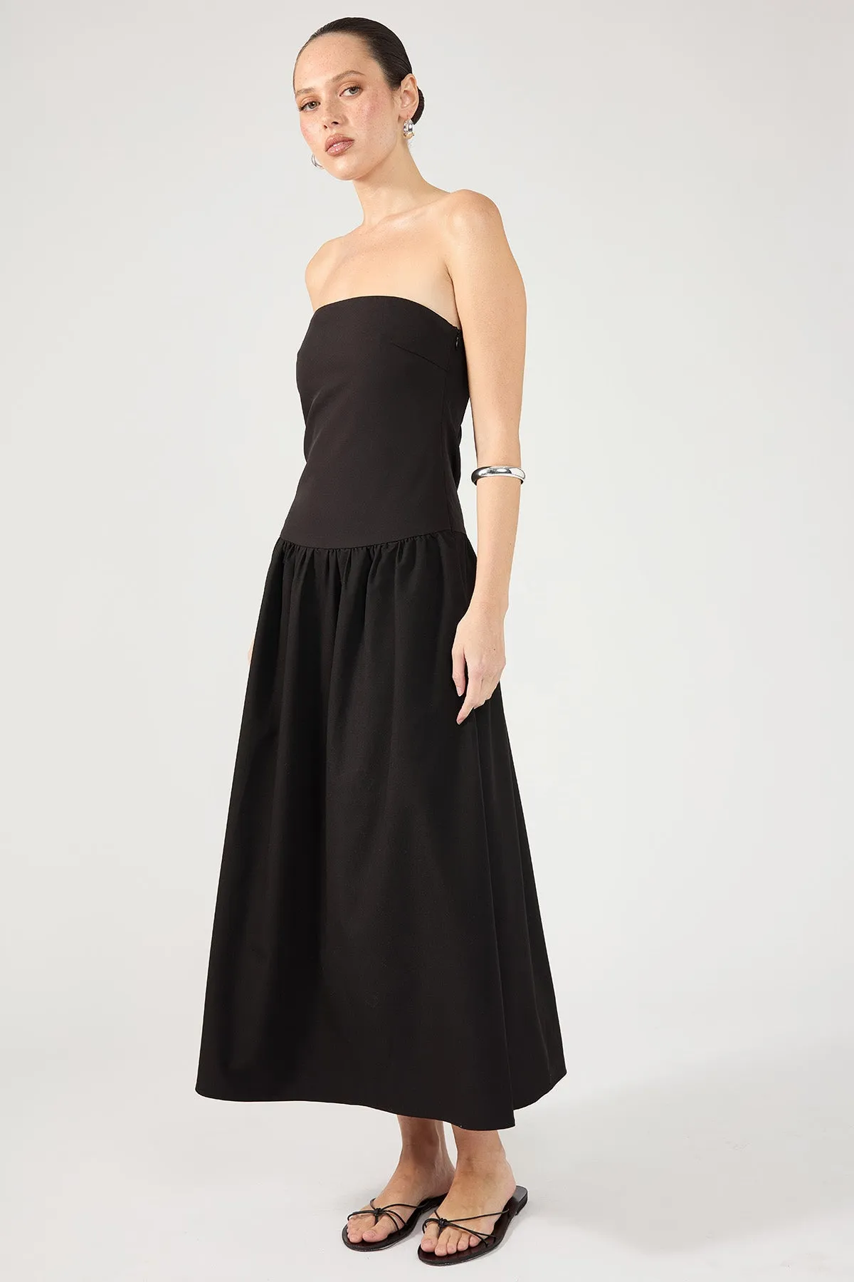 Perfect Stranger Winslet Strapless Midi Dress Black