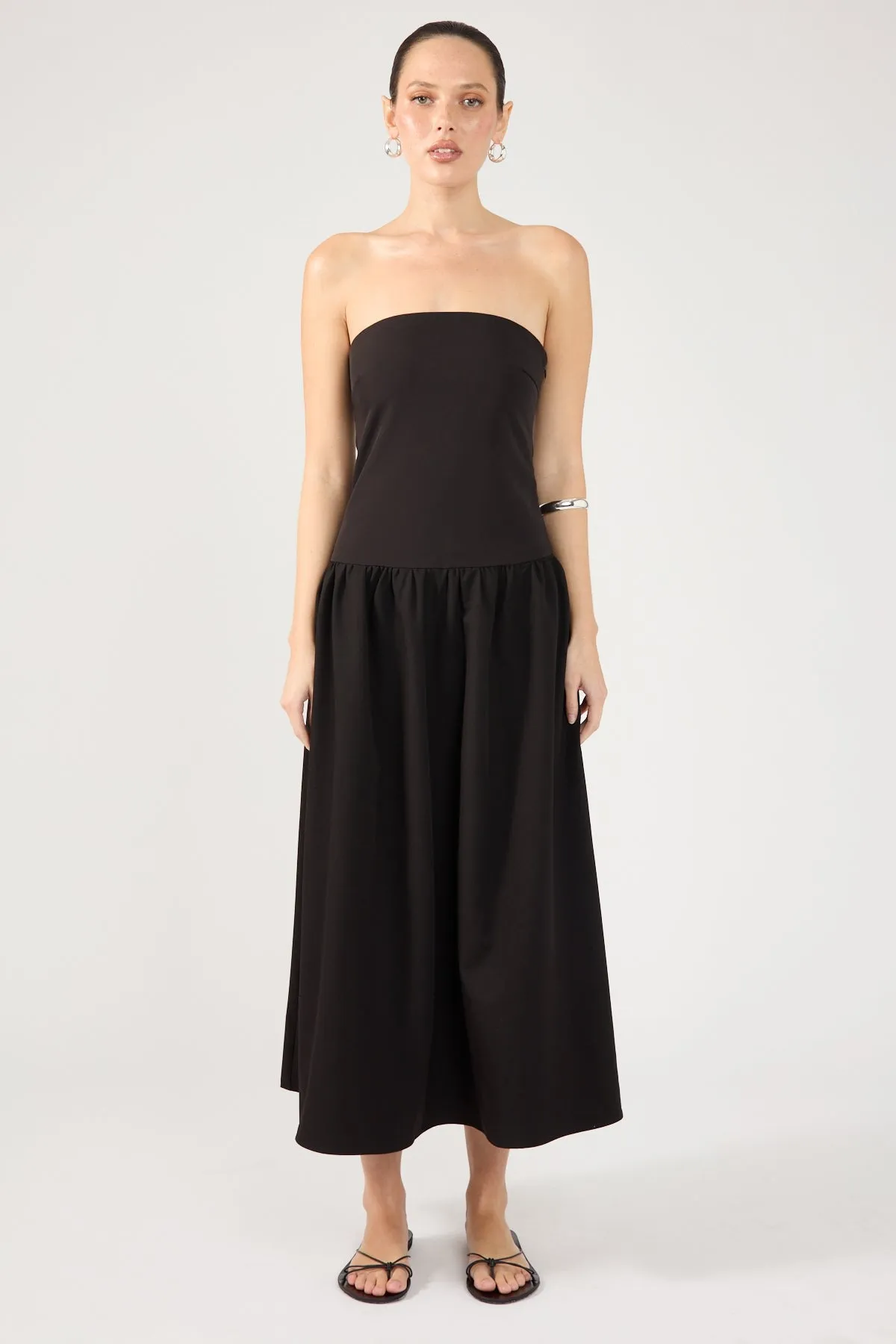 Perfect Stranger Winslet Strapless Midi Dress Black