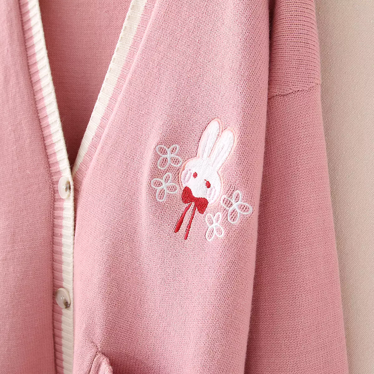 Pink/Navy/Beige Kawaii Bunny Knitting Coat AD12017