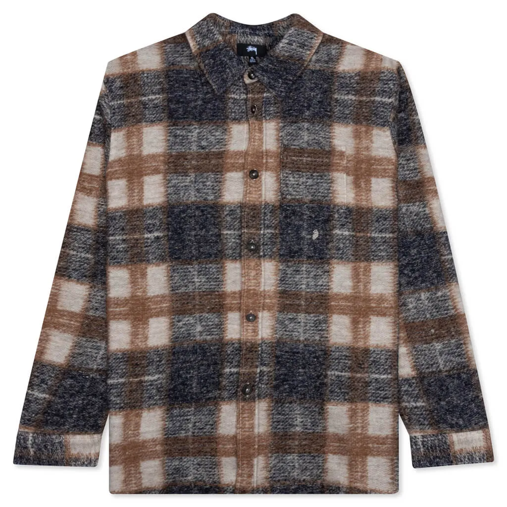 Plaid Knit Shirt - Navy