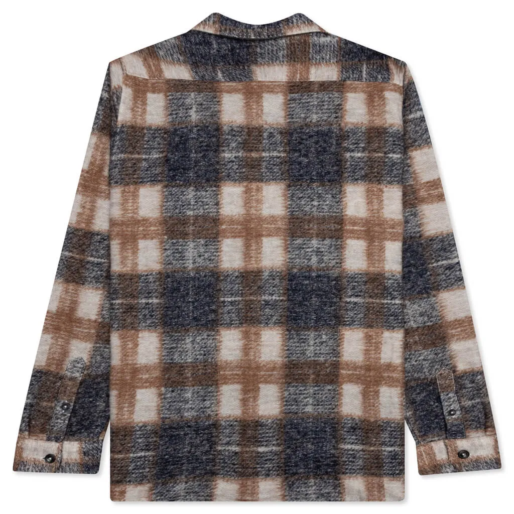 Plaid Knit Shirt - Navy