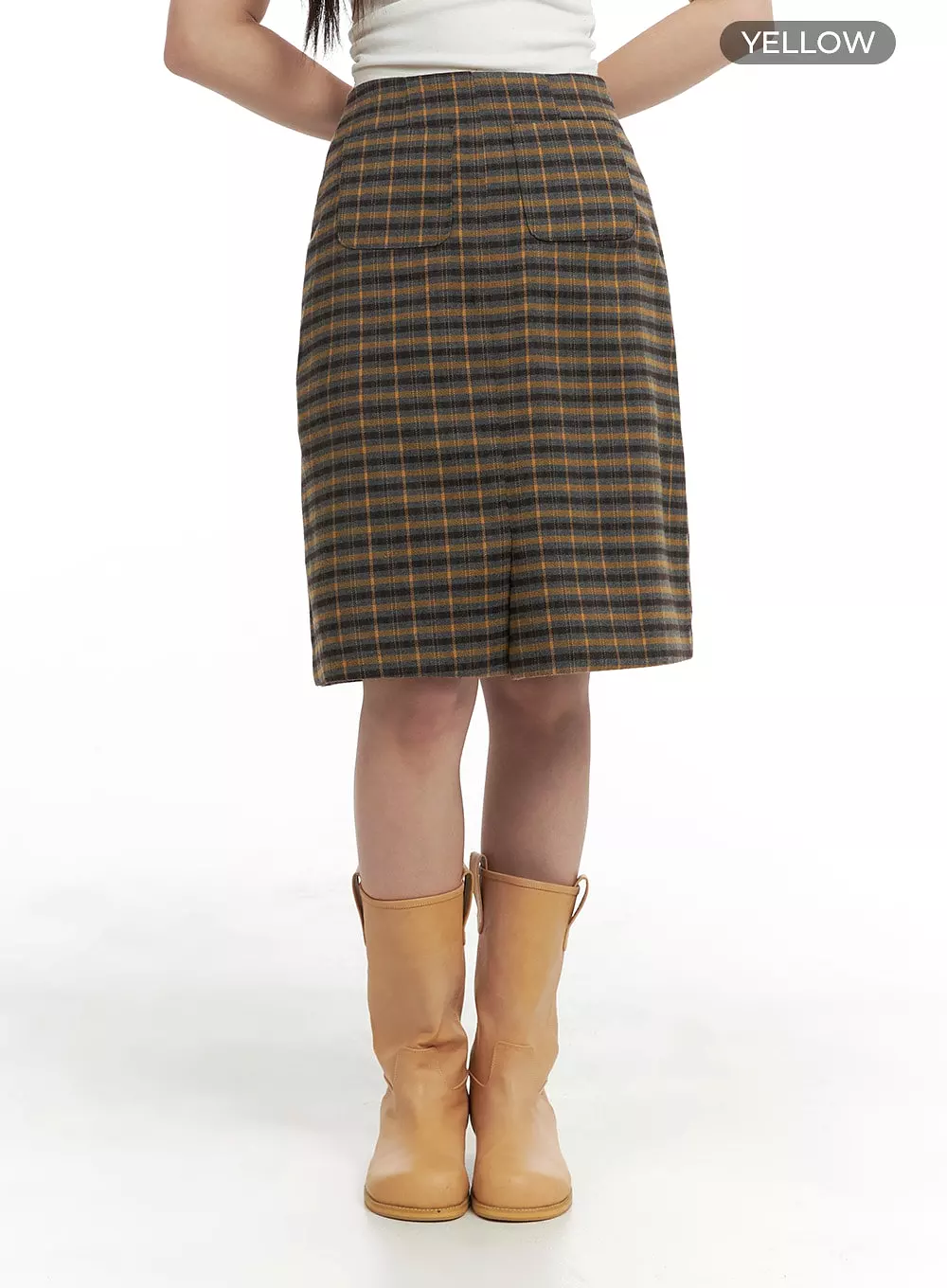 Plaid Midi Skirt OM422