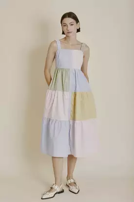 Poplin Colorblock Midi Dress