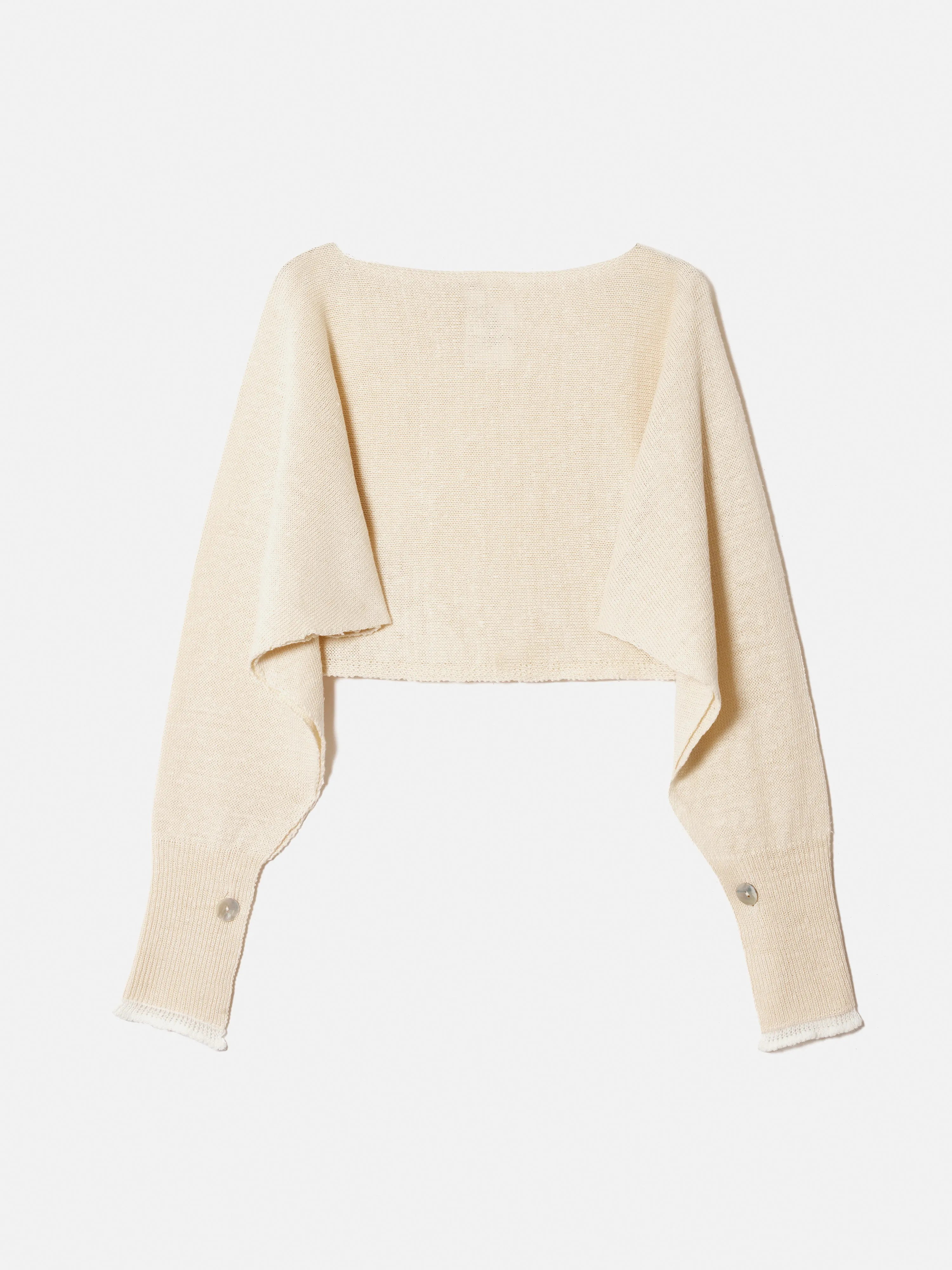 Pure Linen Poncho Sweater | Ivory