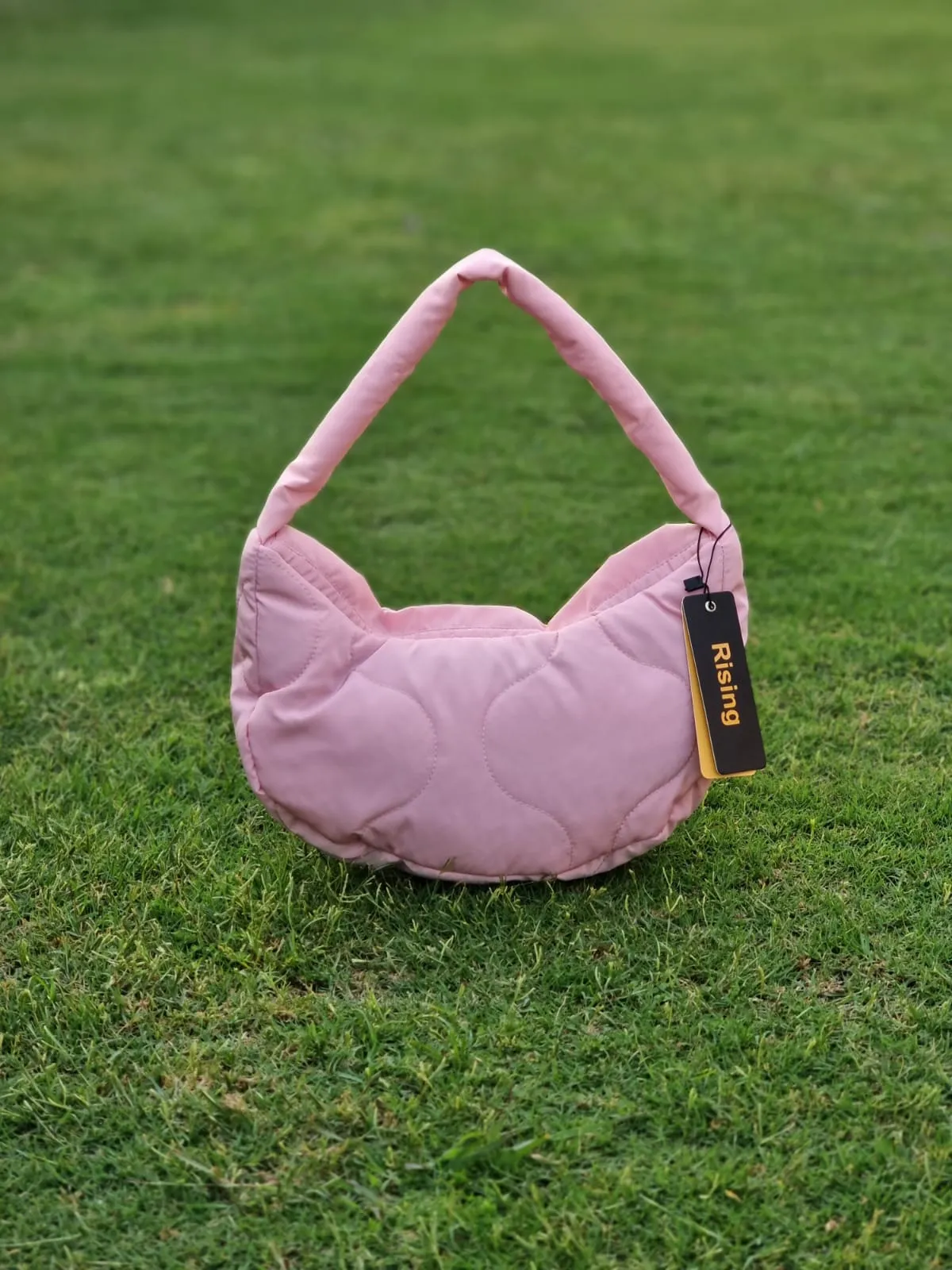 Quilted Puffer Hobo Bag Handbag for Outdoor Travel-BABY PINK