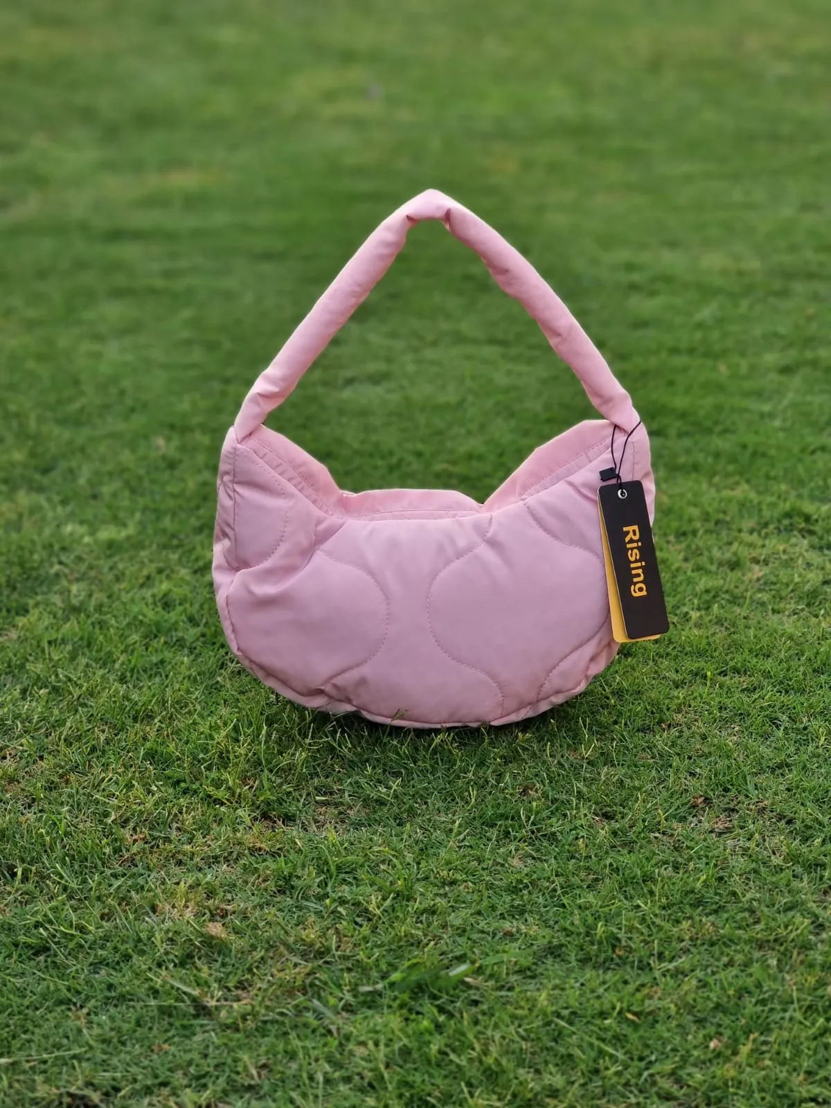 Quilted Puffer Hobo Bag Handbag for Outdoor Travel-BABY PINK