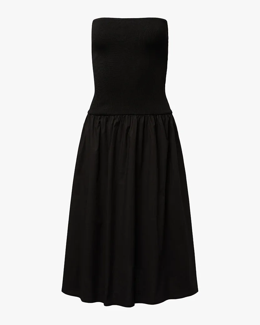 Ribbed Cotton Midi Dress | Black