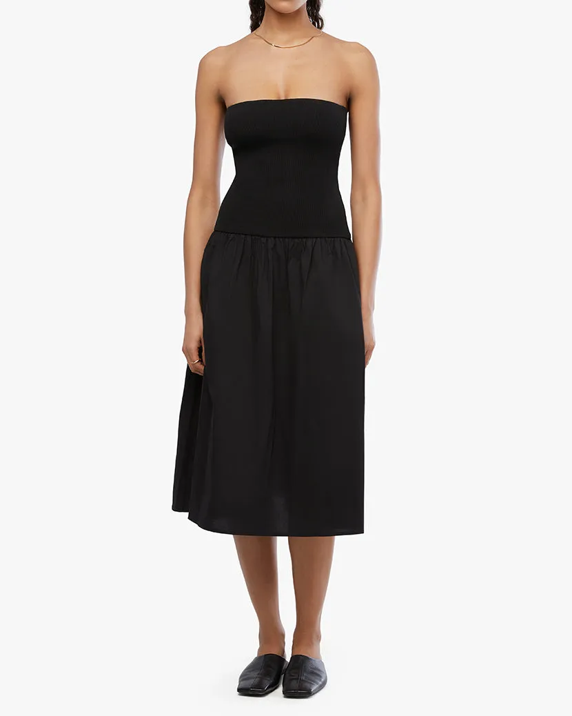 Ribbed Cotton Midi Dress | Black