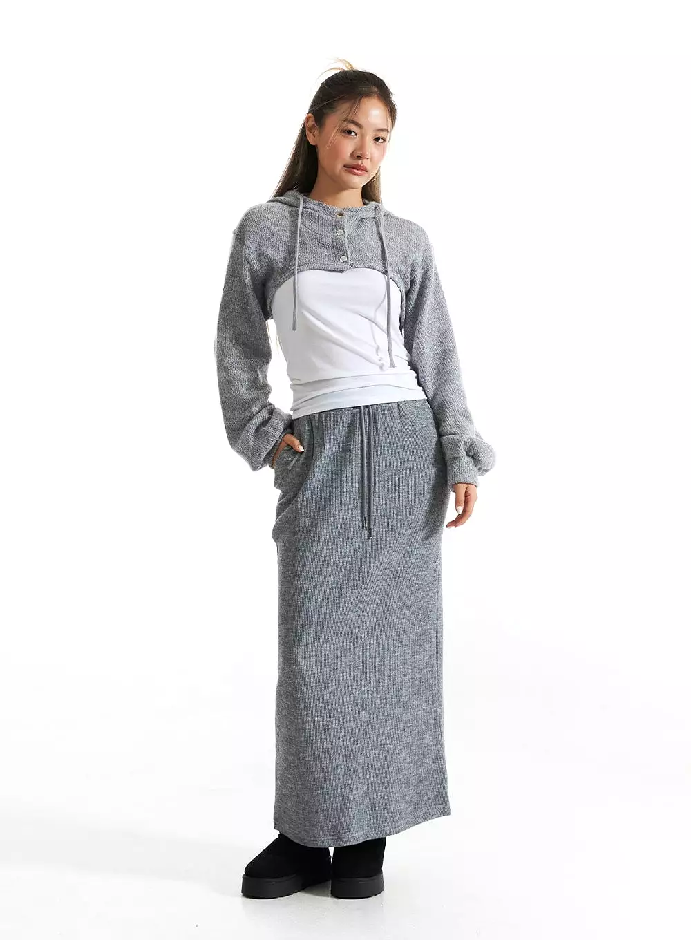 Ribbed Knit Maxi Skirt CO313