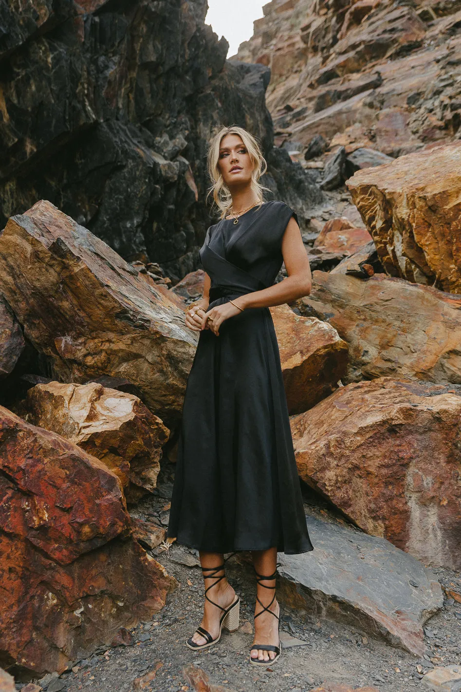 Rosalind Midi Dress in Black