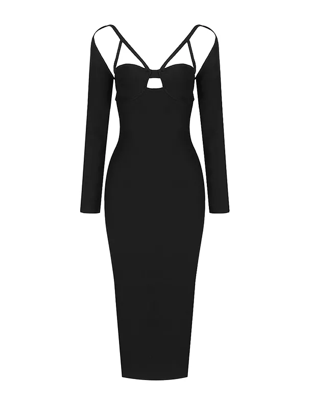 Safi Black Midi Dress