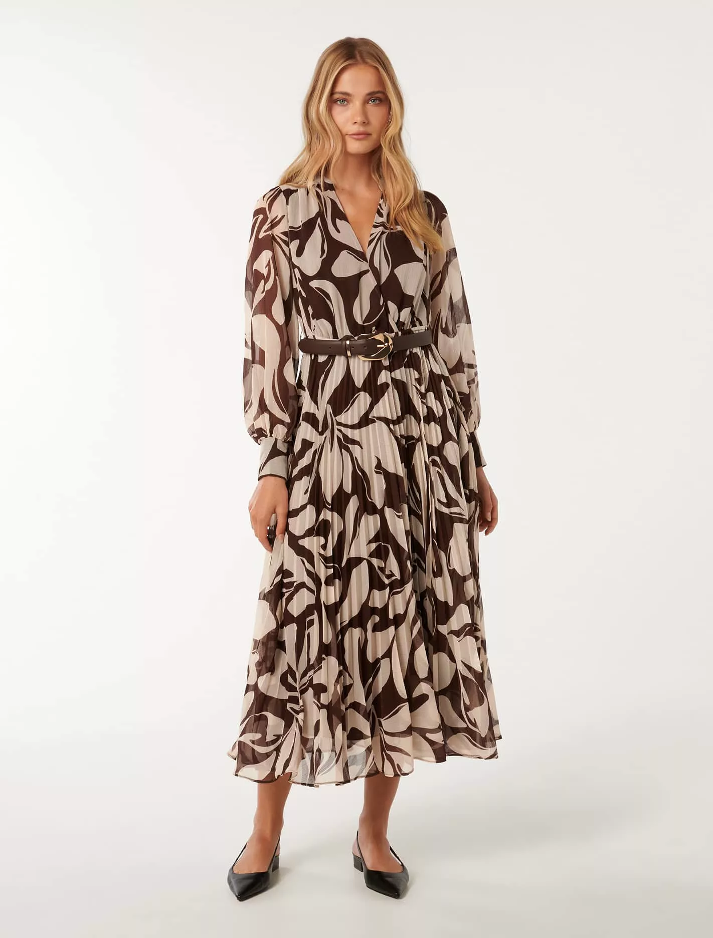 Saskia Pleat Wrap Midi Dress