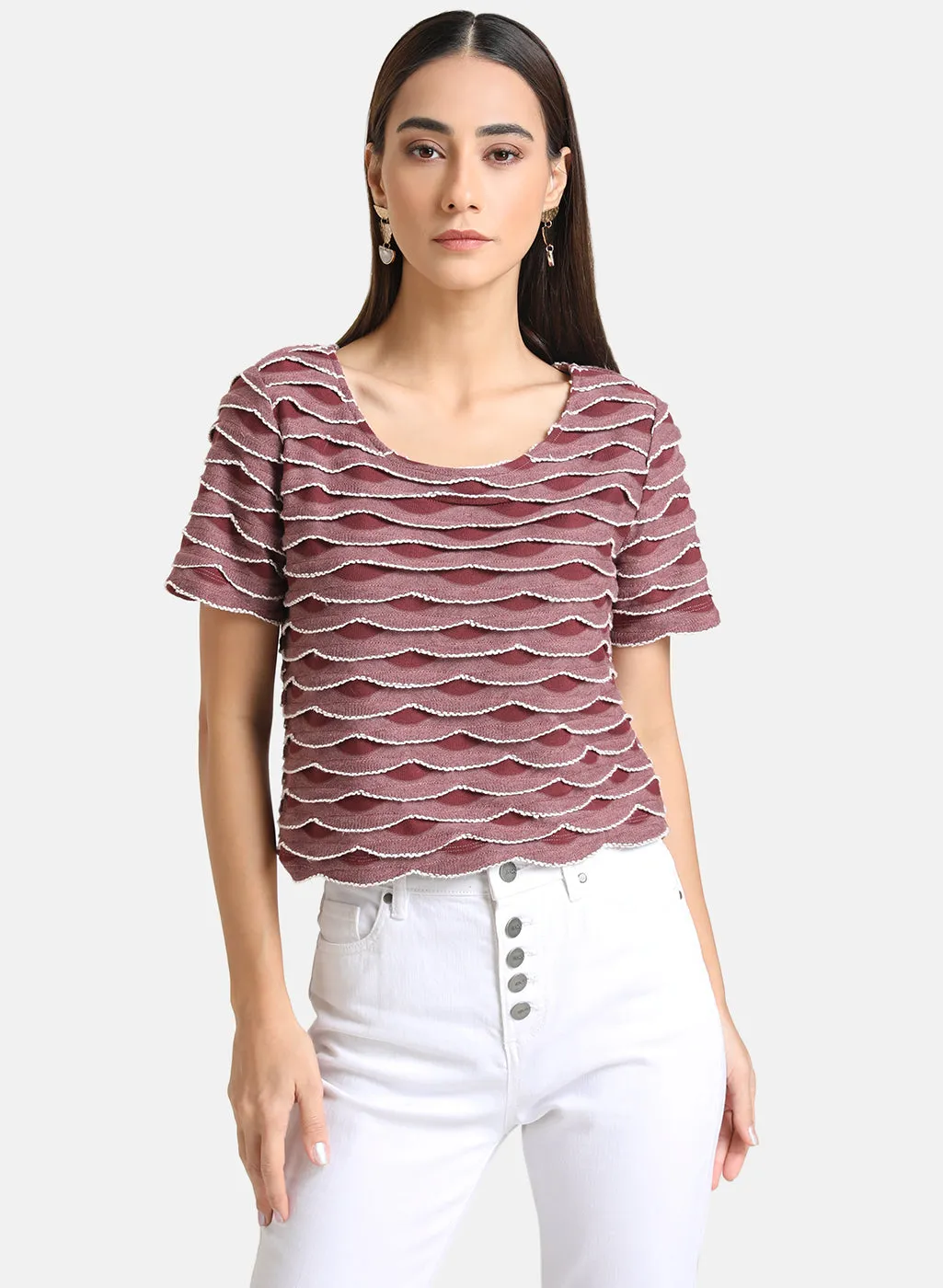 Scallop Knit T-Shirt