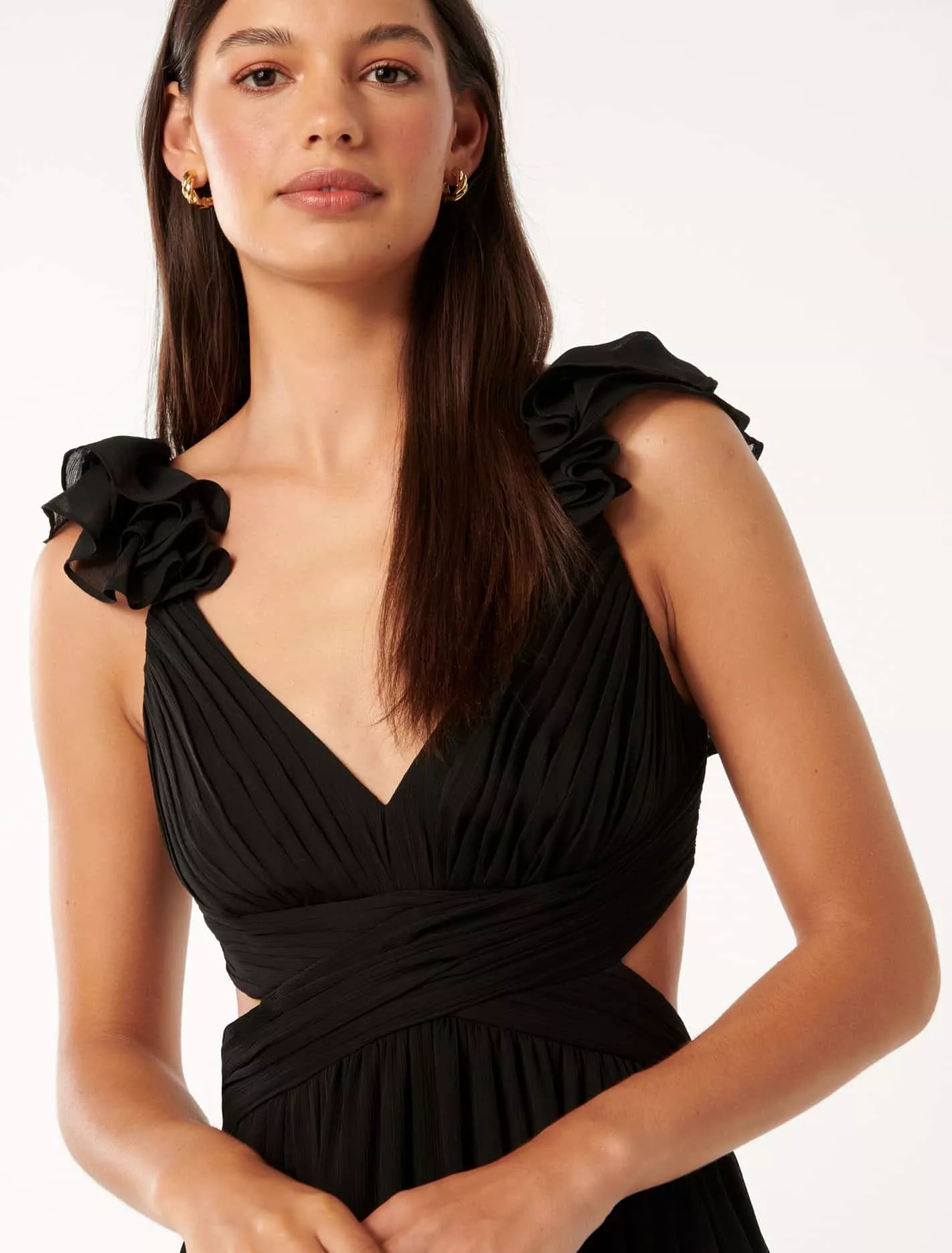 Selena Ruffle Shoulder Maxi Dress