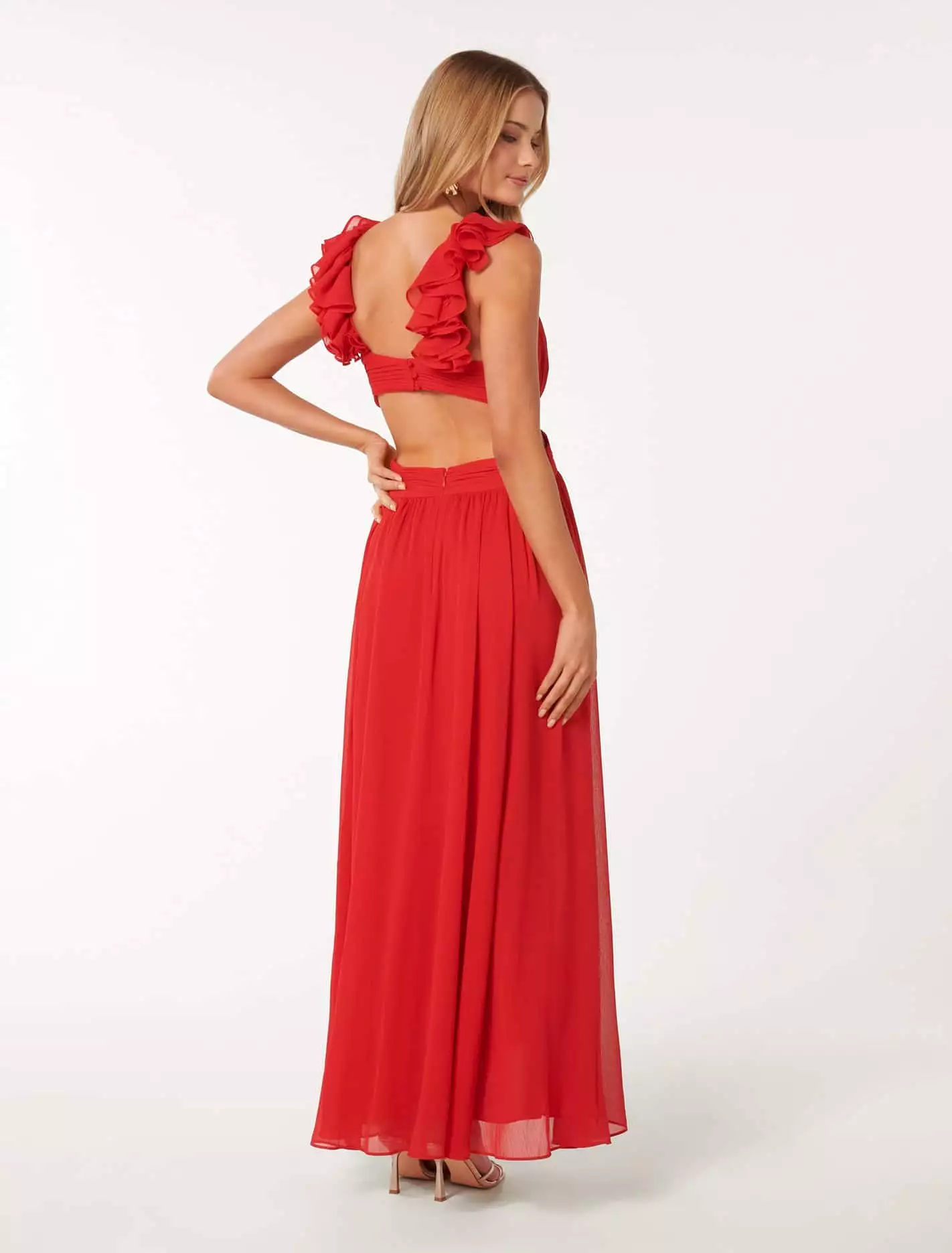 Selena Ruffle Shoulder Maxi Dress