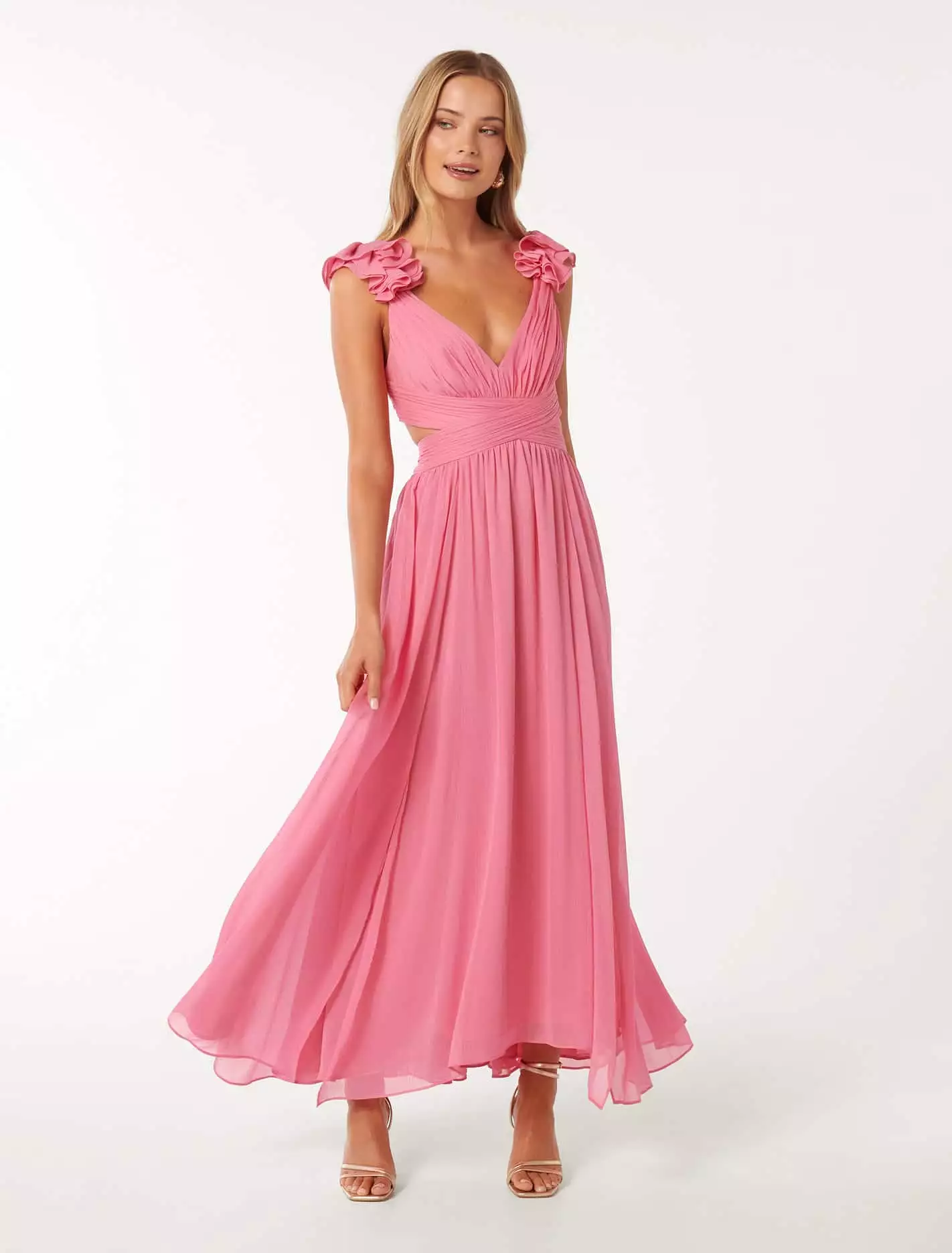 Selena Ruffle Shoulder Maxi Dress