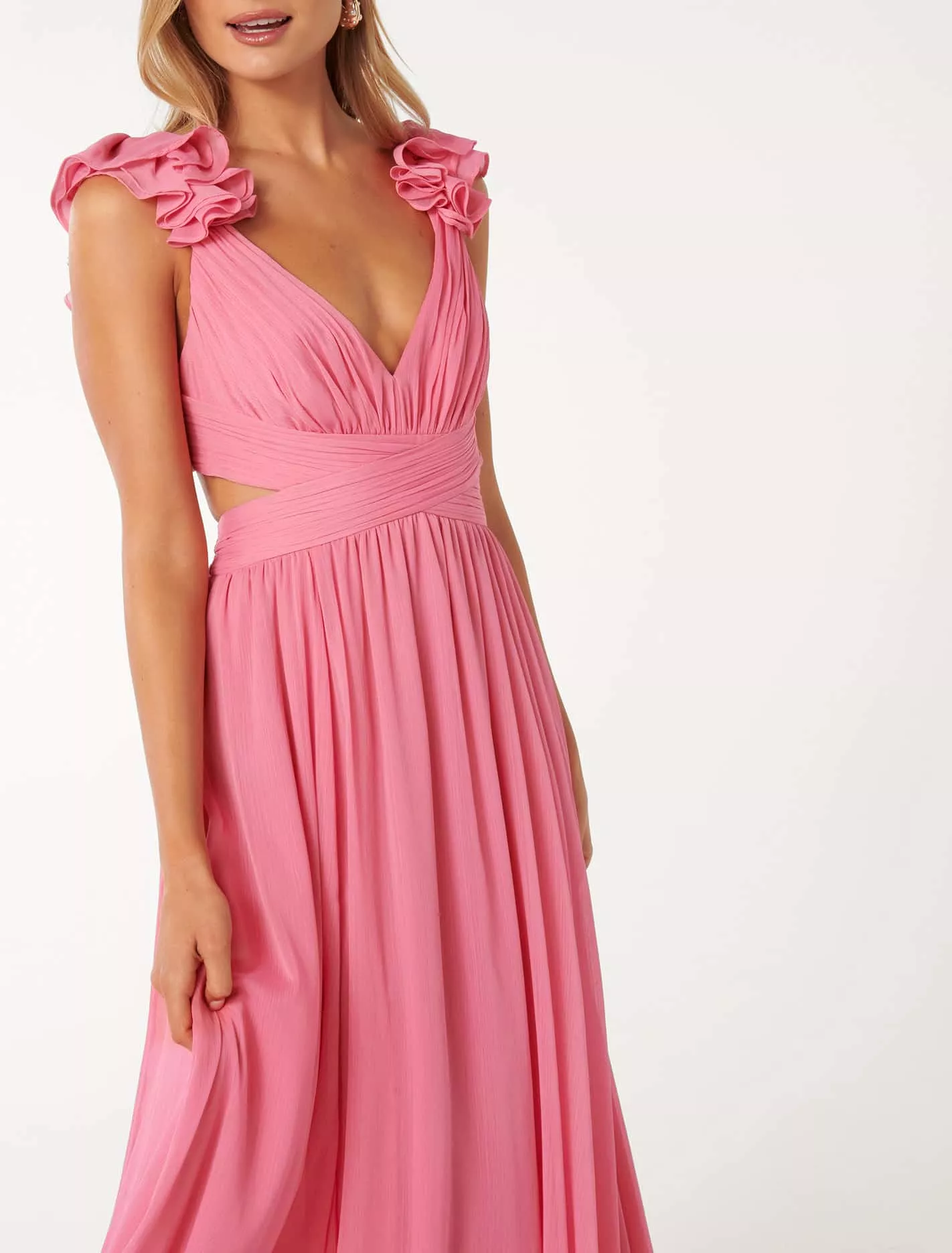 Selena Ruffle Shoulder Maxi Dress